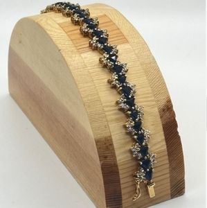 Sterling Silver Gold Vermeil Blue Sapphire and White Topaz Bracelet sz 7.5